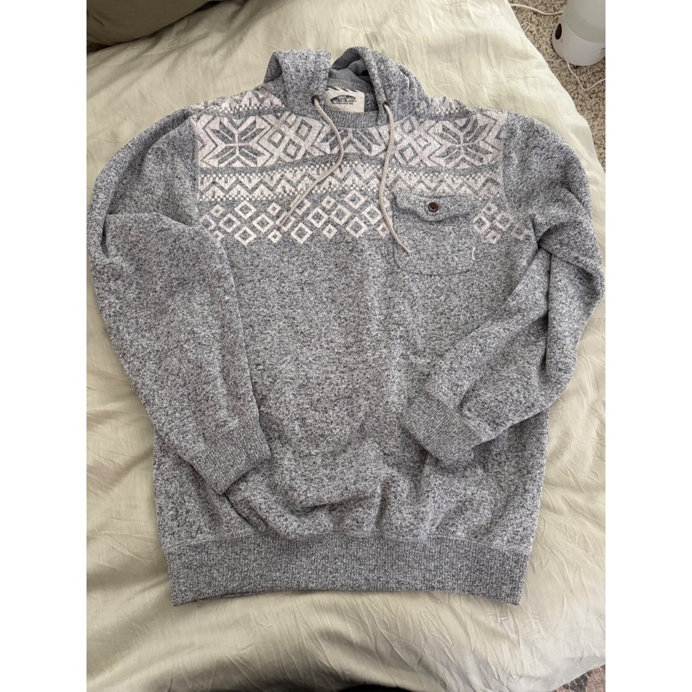 Vans Off The Wall XL Gray Pullover Hoodie Snowflake Pattern Sweater